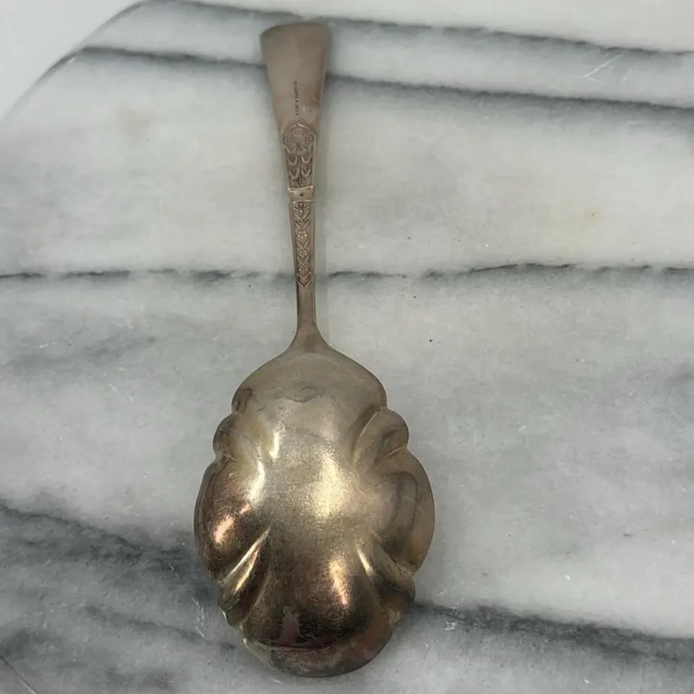 Antique Reed & Barton scalloped silver plated shell serving spoon